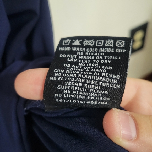 R & M Richards Formal Sleeveless Dress. Size 14W Navy/tan. Lace bodice. - Picture 4 of 5